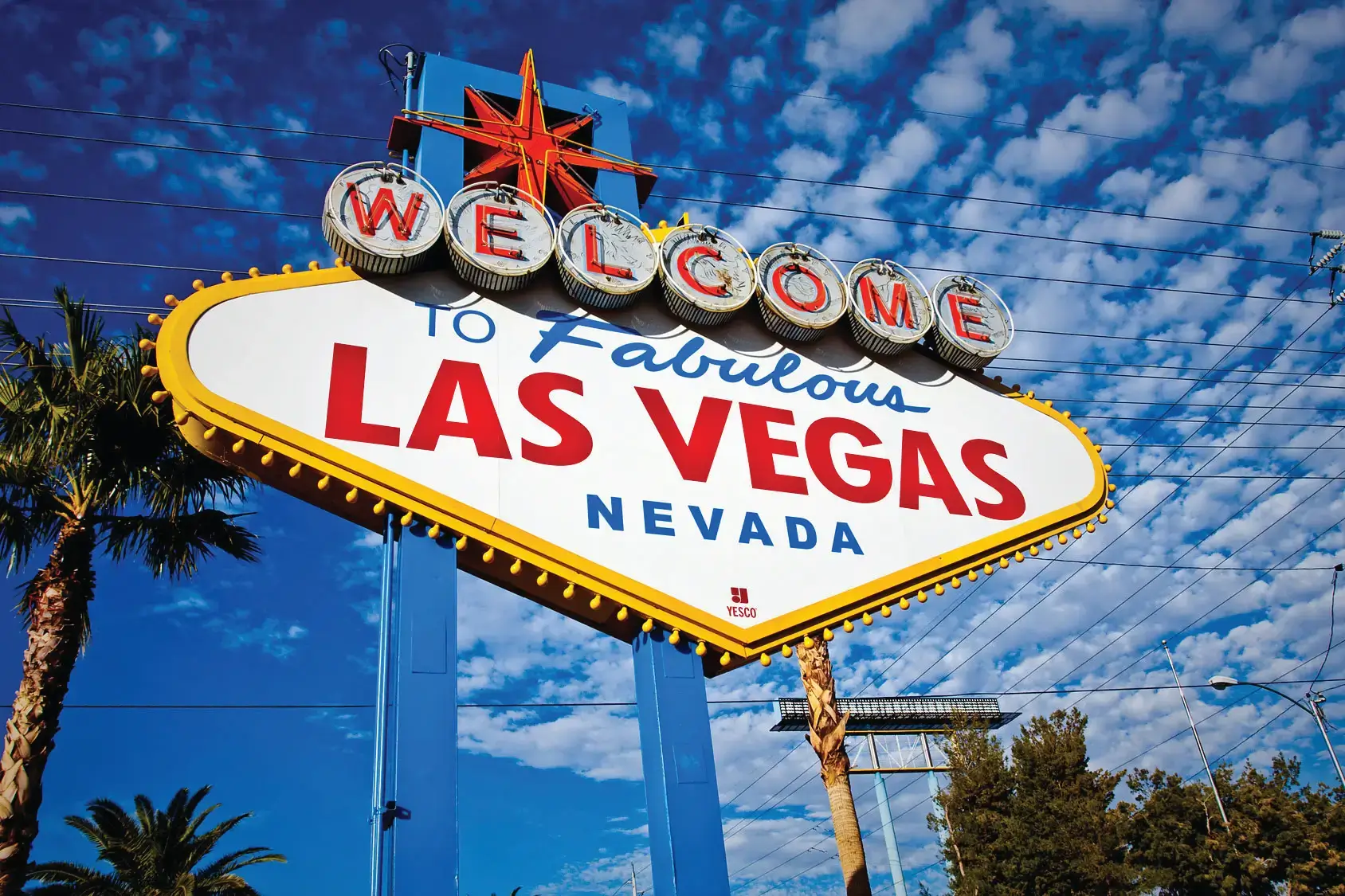 Welcome to Las Vegas sign, daytime sky.